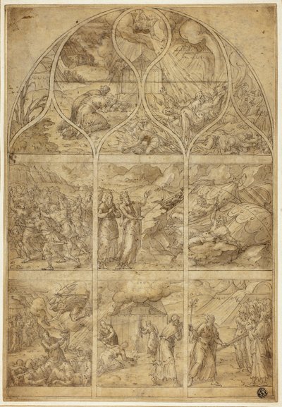 Diseño para una vidriera con la historia de Aarón de Jean Cousin the Younger