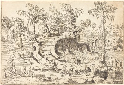 Putti jugando en un paisaje fantasioso de Jean Cousin the Younger