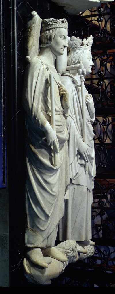 Efigies de Philippe III (1245-85) el Atrevido y Philippe IV (1268-1314) el Hermoso (mármol) de Jean D