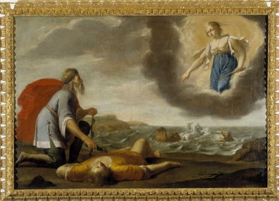 Esculapio resucitando a Hipólito: el hijo de Teseo muerto es resucitado por Esculapio bajo la mirada de Artemisa de Jean Daret