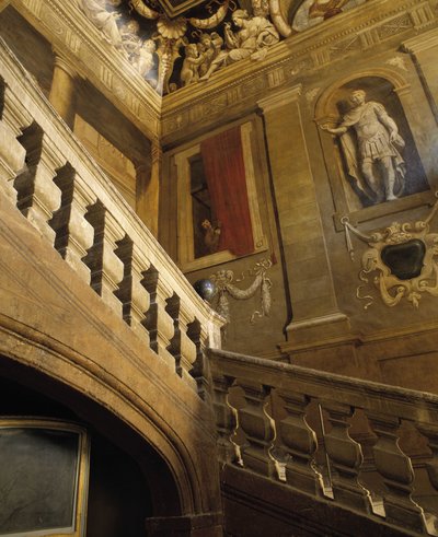 Arquitectura barroca: escalera pintada en trampantojo (siglo XVII). Hotel de Chateaurenard. Aix en Provence, Bouches du Rhone. de Jean Daret