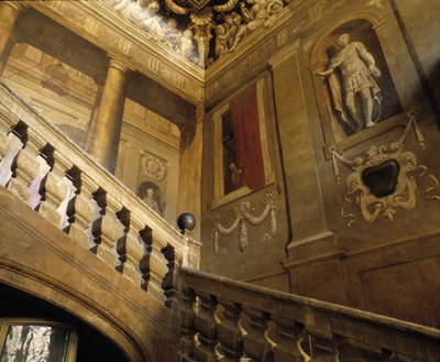 Arquitectura barroca: escalera pintada en trampantojo (siglo XVII). Hotel de Chateaurenard. Aix en Provence, Bouches du Rhone. de Jean Daret
