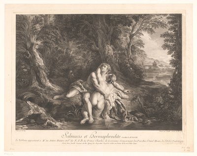 Hermafrodito abrazado por Salmacis Salmacis et Hermaphrodite. (título en el objeto) de Jean Daullé