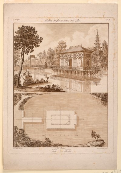 Diseño para un pabellón chino en un lago de Jean Démosthène Dugourc
