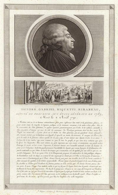 Retrato de Honoré Gabriel Riqueti, conde de Mirabeau de Jean Duplessi Bertaux