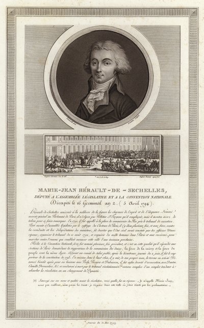 Retrato de Marie-Jean Herault de Sechelles de Jean Duplessi Bertaux