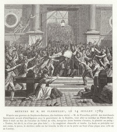 El asesinato de Jacques de Flesselles, Revolución Francesa, 14 de julio de 1789 de Jean Duplessis Bertaux