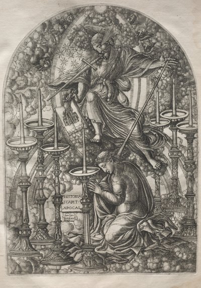 El Apocalipsis: San Juan ve siete candelabros de oro, 1546-1556 de Jean Duvet