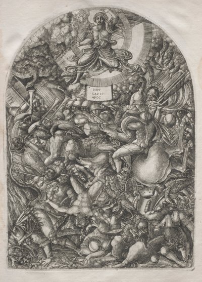 El Apocalipsis: El ángel en el sol llamando a las aves de presa, 1546-1556 de Jean Duvet
