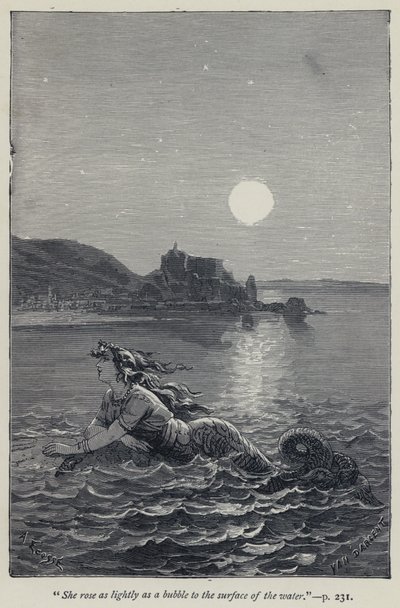 "Ella se elevó tan ligeramente como una burbuja a la superficie del agua" (grabado) de Jean Edouard Dargent