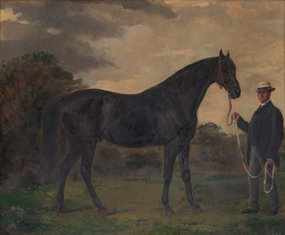 Chippendale & a Groom in Landscape, c.1837-1900 (óleo sobre lienzo) de Jean Edouard Lacretelle