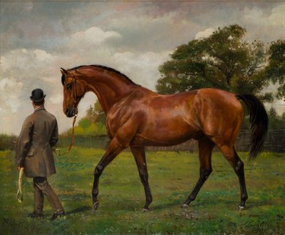 Retiro: ganadora de la Doncaster Cup, c.1884 (óleo sobre lienzo) de Jean Edouard Lacretelle
