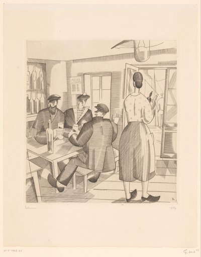 Interior de la cafetería con clientes y camarera
Cabaret Vendéen de Jean Emile Laboureur (signed by artist)