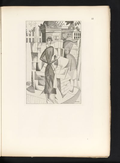 Hombre y mujer en un quiosco
Le kiosque a journaux (título original) de Jean Emile Laboureur