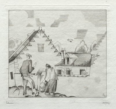 Aldeanos, charlando de Jean Emile Laboureur