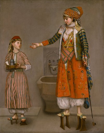 Una dama con vestido turco y su sirviente de Jean Étienne Liotard