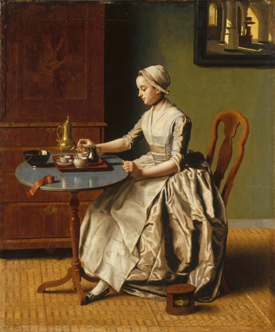 Una Dama vertiendo Chocolate La Chocolatière, c. 1745 de Jean Étienne Liotard