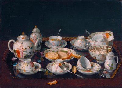 Alemán: Bodegón con tazas de café (Juego de té japonés) Bodegón: Juego de té de Jean Étienne Liotard