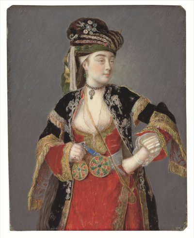 Presunto retrato de Laura Tarsi con vestido turco de Jean Étienne Liotard