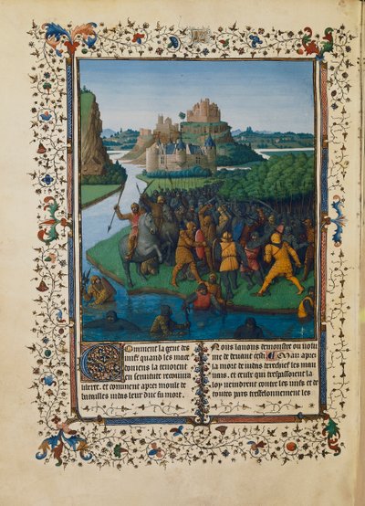 Batalla de los Macabeos contra Bacquides, miniatura Ms fr 247 folio 270 de Jean Fouquet