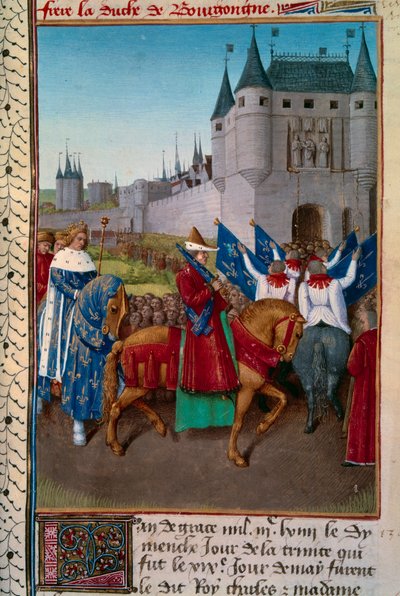 Entrada en París de Carlos V (1338-1380) precedido por Robert de Fiennes (1308-1385) de Jean Fouquet