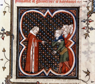 Etienne Marcel, preboste de los comerciantes de París, contado por el Rey Juan II el Bueno (1319-1364) de Francia para respetar la 