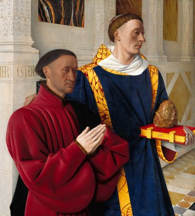 Alemán: Étienne Chevalier mit dem Hl. Stephanus Étienne Chevalier mit St. Stephen de Jean Fouquet