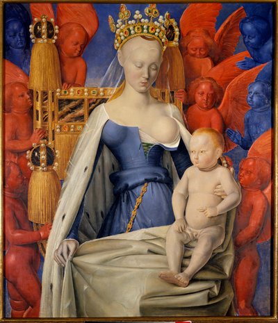 Virgen rodeada de serafines y querubines de Jean Fouquet