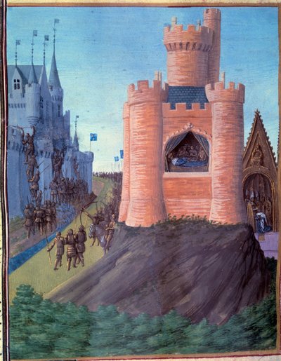 Sitio de Aviñón (1226). Muerte de Luis VIII. Coronación de San Luis (Luis IX). Miniatura en “Grandes Crónicas de Francia” por Jean Fouquet de Jean Fouquet