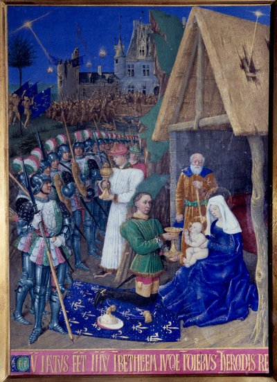 La adoración de los magos. Miniatura tomada del "Libro de Horas de Etienne Chevalier" por Jean Fouquet (1420-1477/1481) de Jean Fouquet