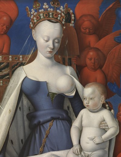 Virgen con el Niño rodeada de querubines y serafines, detalle de Jean Fouquet