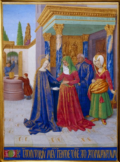 Visitación. Encuentro entre la Virgen María y Santa Isabel. Miniatura en 