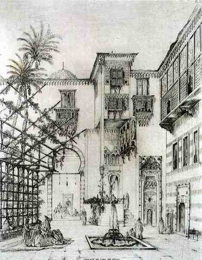 Interior de un patio, en El Cairo, de 
