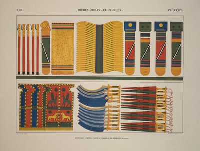 Varios brazos y armas egipcias, Tebas, Biban-el-Molouk, ilustración de "Monuments de L