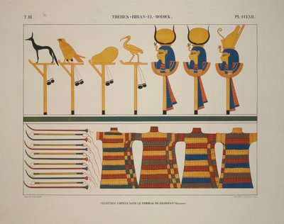 Armas y signos, Tebas, Biban-el-Molouk, ilustración de "Monuments de L