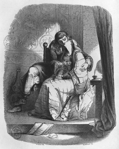 Heloise y Abelardo besándose, ilustración de 