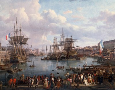 Vista del puerto de Brest en el siglo XVIII (detalle) de Jean Francois Hue