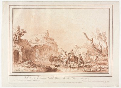 Ante la muralla de un pueblo, 1774 de Jean Francois Janinet