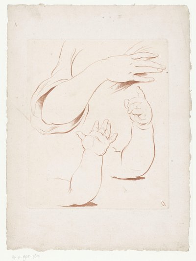 Tres brazos en diferentes posiciones Composiciones con partes del cuerpo humano (título de serie) de Jean Francois Janinet