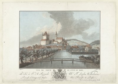 Gezicht op Thun Vista de Thun desde el lado sur (título sobre el objeto) Vistas notables de las montañas de Suiza (título de la serie) de Jean Francois Janinet