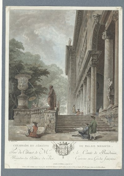 Vista de la Villa Médicis
Colonade et jardins du Palais Medicis (título en el objeto) de Jean Francois Janinet