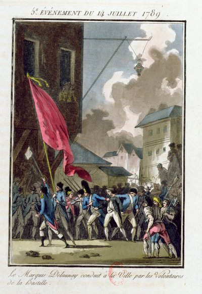 Marqués Bernard René Jordan de Launay (1740-89) Gobernador de la Bastilla conducido al Hotel de Ville el 14 de julio de 1789 de Jean Francois Janinet
