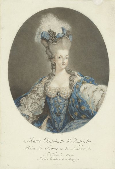 Retrato de María Antonieta María Antonieta de Austria, Reina de Francia y Navarra (título sobre el objeto) de Jean Francois Janinet