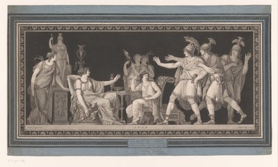 Tarquinius y su esposa hiladora Lucretia La vertu de Lucréce (título sobre objeto) de Jean Francois Janinet