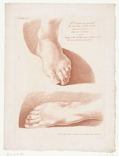 Impresión del título con dos pies
Composiciones con partes del cuerpo humano (título de la serie)
V.eme Cahier de principes de dessein d