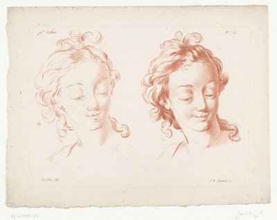 Dos cabezas de mujer
Composiciones con partes del cuerpo humano (título de la serie)
IX Cahier de Principes du Dessin d