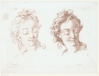 Dos cabezas de mujer
Composiciones con partes del cuerpo humano (título de la serie)
Cahier de principes du dessein d