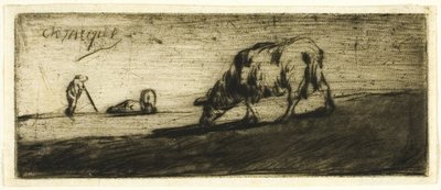 Una oveja pastando de Jean Francois Millet