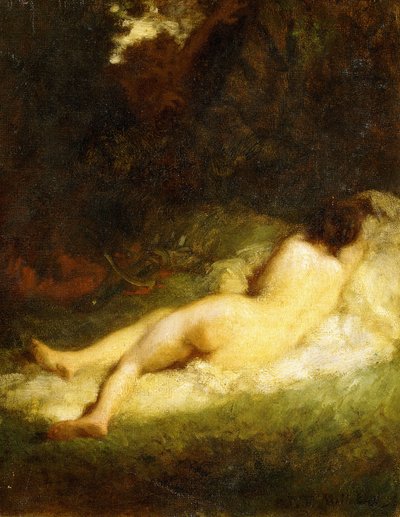 Una ninfa durmiendo bloqueada por un sátiro de Jean Francois Millet