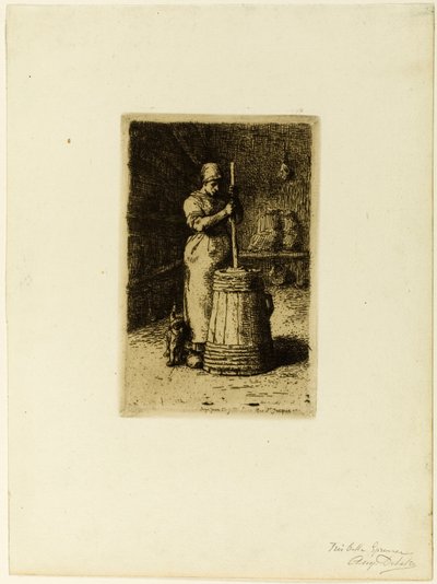 Una mujer batiendo de Jean Francois Millet